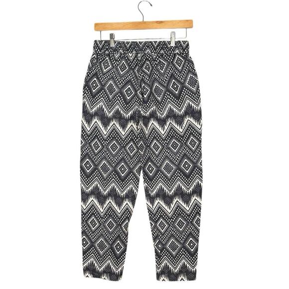J.Crew Black White Geometric Print Pants | Drawstring Boho Artsy | NWT Size 0 - Picture 4 of 10